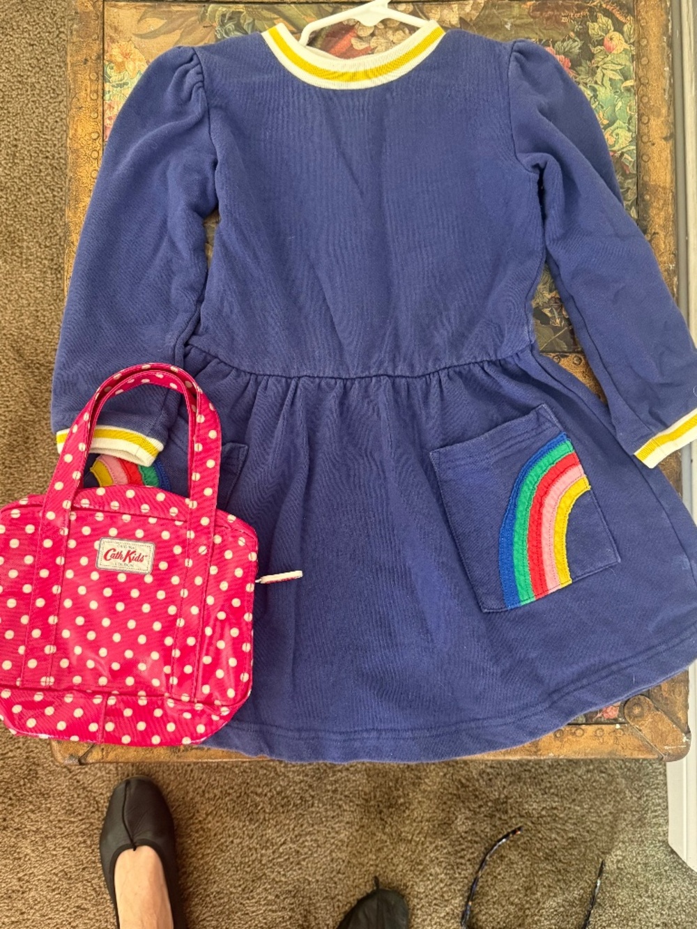 Mini Boden dress and vintage Cath Kidston bag